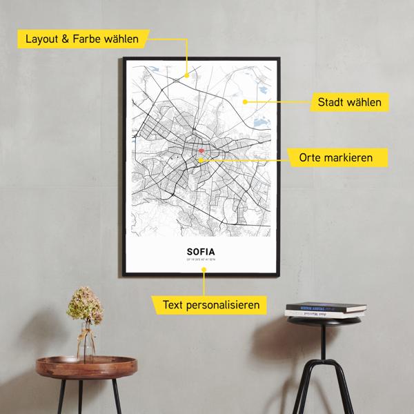Stadtkarte von Sofia erstellt auf Cartida