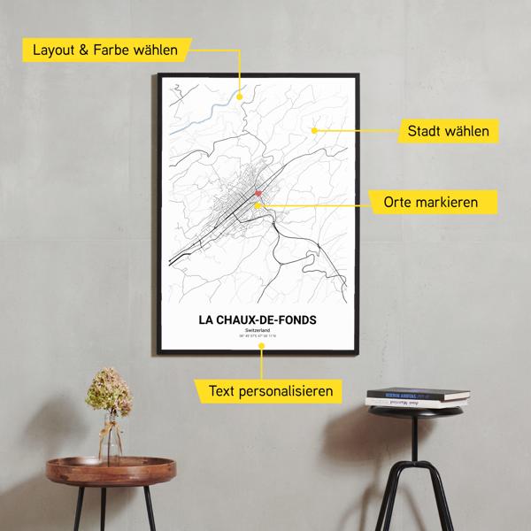 Stadtkarte von La Chaux-de-Fonds erstellt auf Cartida