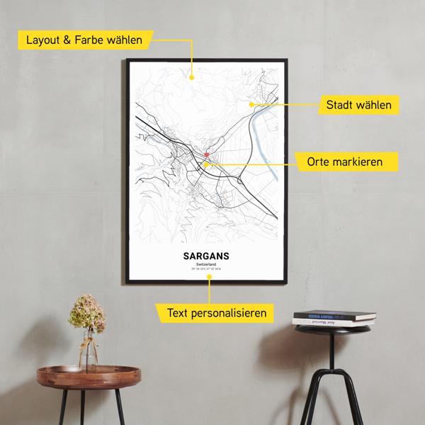 Stadtkarte von Sargans erstellt auf Cartida