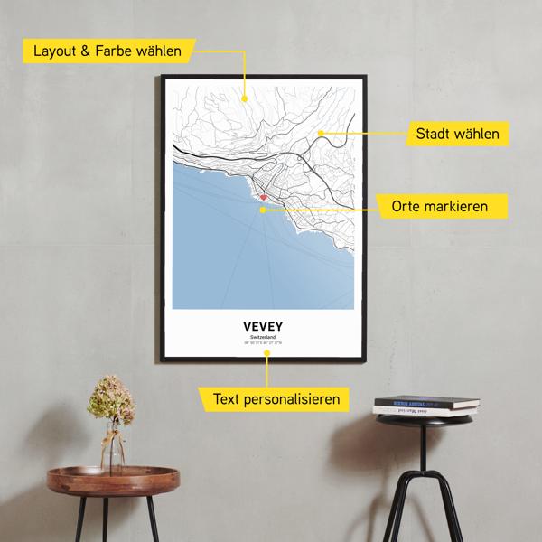 Stadtkarte von Vevey erstellt auf Cartida