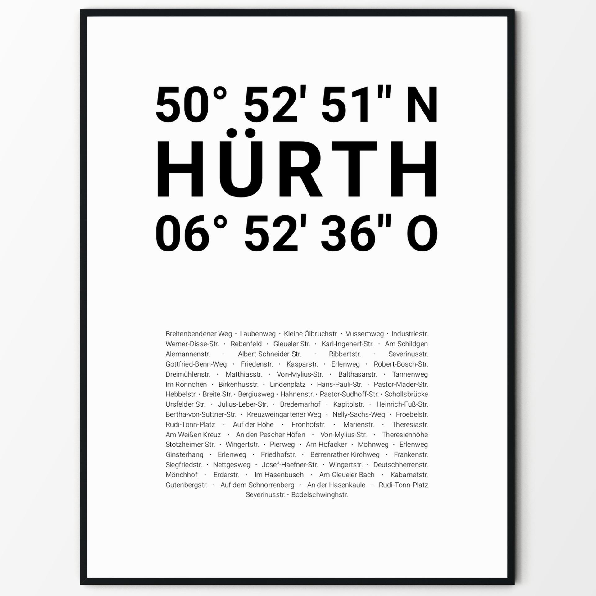 Cartida - Dein Koordinatenposter Von Hürth